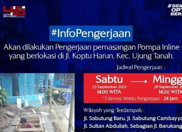Pelanggan PDAM Makassar Diimbau Tampung Air Sebelum Pemasangan Pompa Inline